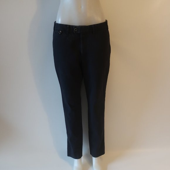 Womens Chloe Blue Cotton Linen Blend Flat Front Pants 38 US/M * - Picture 6 of 10